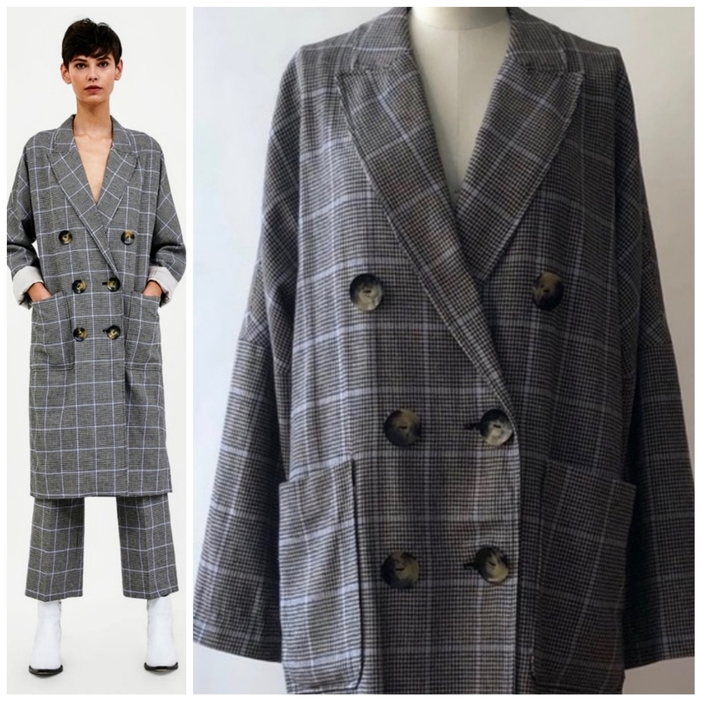 Double Breasted Check Coat -ZARA-